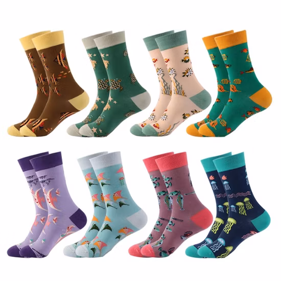 卸売カスタム綿 100 ファッション Calcetines ハッピーデザイナーメンズクルーソックスカスタマイズされた OEM 最高のノベルティファンキーなカラフルな面白い男竹綿靴下